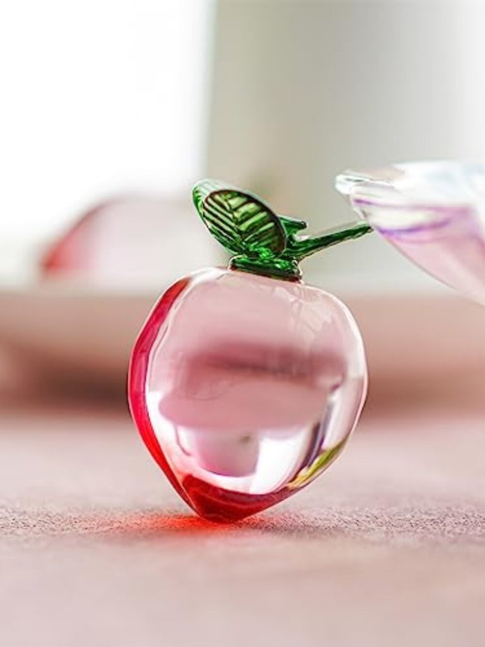 New - Glass Fruits Decor Crystal Peach Figurines Collectibles for Office